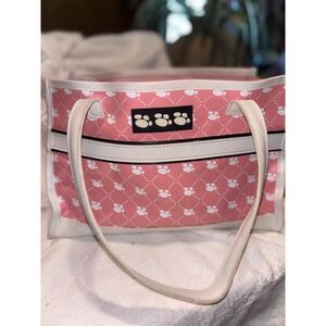 Pink Dog Paw Print Tote Bag Carry All Handbag